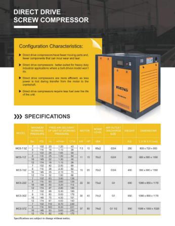 Винтовой воздушный компрессор с прямым приводом / Direct drive screw air compressor Алматы