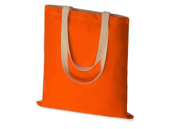 Сумка для шопинга Twin двухцветная из хлопка, 180 г/м2, оранжевый/натуральный Алматы