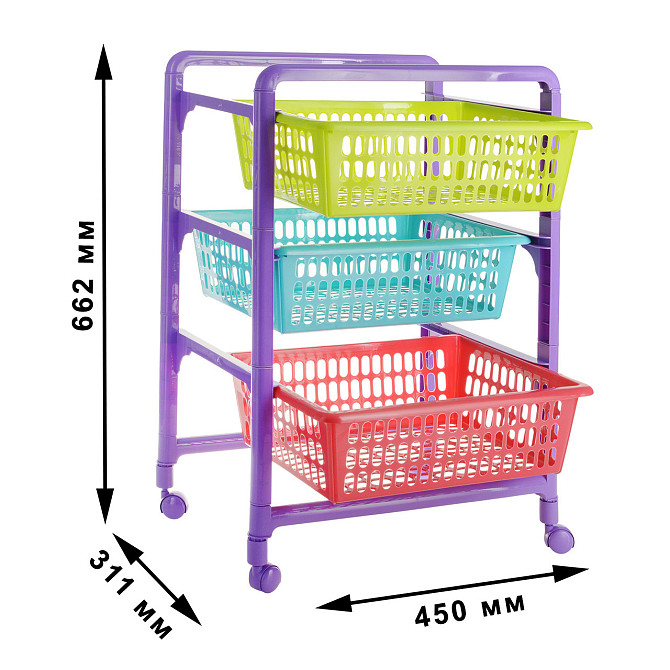 Контейнер для игрушек с выдвижными лотками на колесах 450*311*662 мм 46000 (003) Алматы - изображение 2