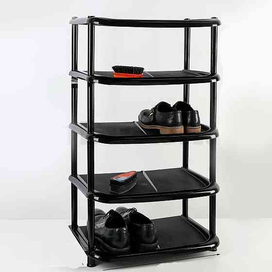 Этажерка для обуви с ложкой 5 секциями Сафир 28,5×47×83 см чёрный Алматы