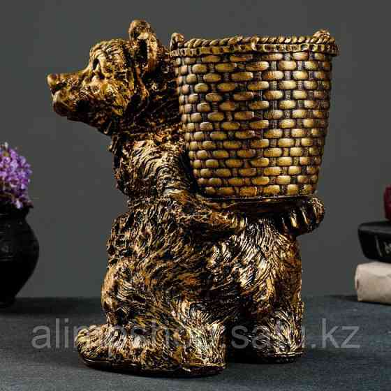 Подставка для зонтов "Медведь с корзиной" 30х23х30см, бронза Алматы