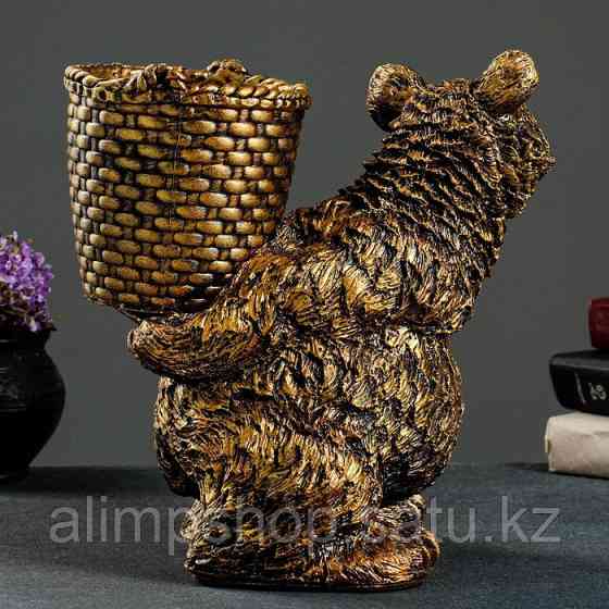 Подставка для зонтов "Медведь с корзиной" 30х23х30см, бронза Алматы