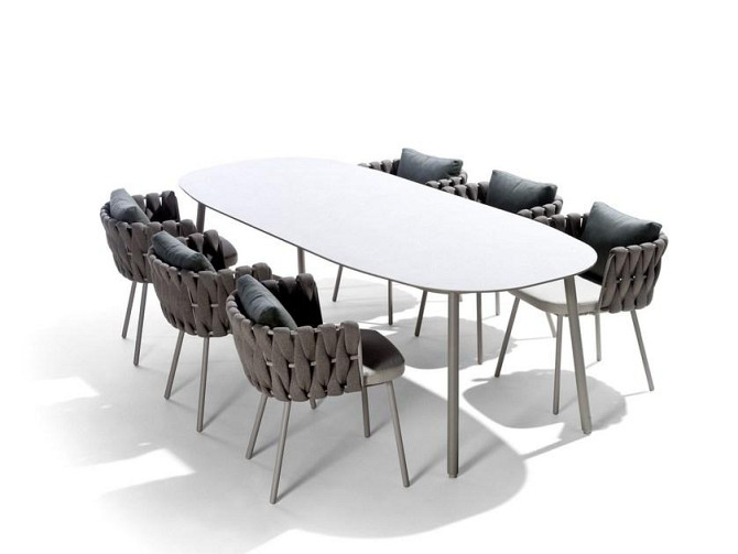 Обеденный металлический стол со стульями, 7 предметов Алматы - изображение 1