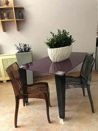 Стеклянный обеденный стол и 6 стульев набор Алматы