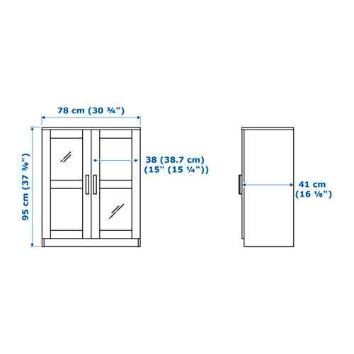 Шкаф с дверями БРИМНЭС стекло белый ИКЕА, IKEA Астана