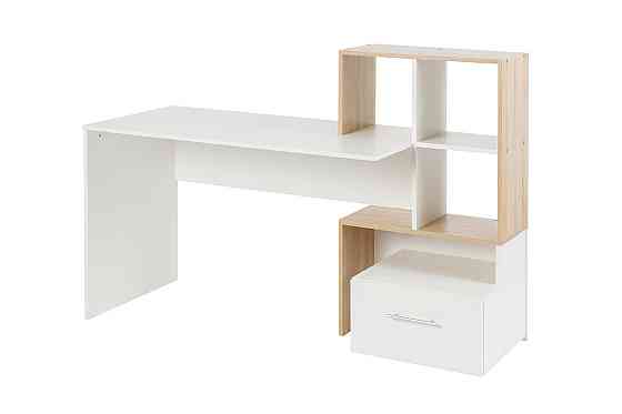 Письменный стол СПм-11, дуб Сонома, белый матовый 152,8х105,2х60 см Нур-Султан