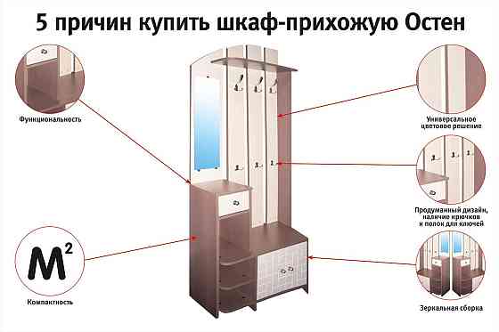 Шкаф-прихожая Остен 80,2х200х35 см, венге-конго, выбеленный дуб Нур-Султан