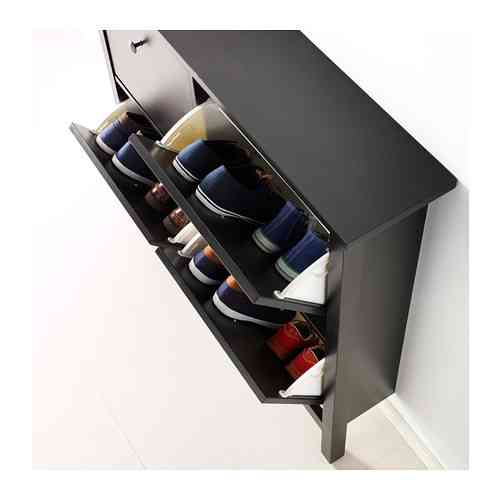 Шкаф для обуви с 4 отделениями ХЕМНЭС черно-коричневый ИКЕА, IKEA Нур-Султан