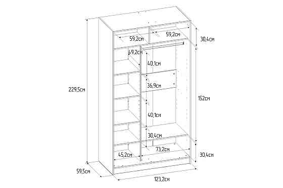 Шкаф-купе Home 123,2х229,5 см, дуб табачный Craft, с одним зеркалом Астана