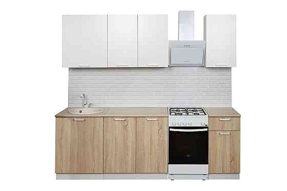 Кухонный гарнитур Лион 1,8 м. белый / фасад - белый, дуб сонома Нур-Султан