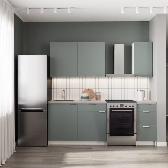 Кухонный гарнитур Pragma Elinda 162 см (1,62 м), со столешницей, ЛДСП, дымчатый зелен ИКЕА, IKEA Нур-Султан