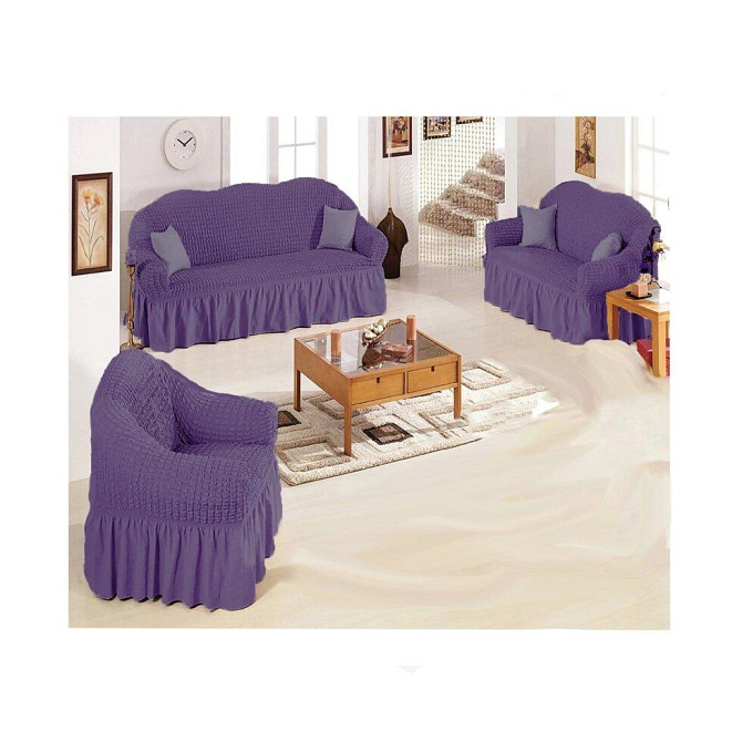 Чехлы для двух диванов и одного кресла «УЮТ» фиолетовый Алматы - изображение 1