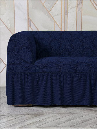 Комплект чехлов для мебели, и на 2 кресла, на резинке, жаккард, темно-синий Алматы - изображение 3