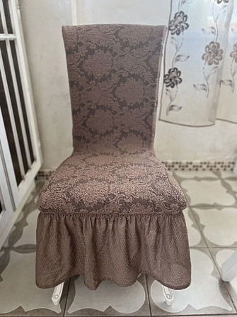 Чехлы на стулья 6шт, жаккард, коричневый Алматы - изображение 2