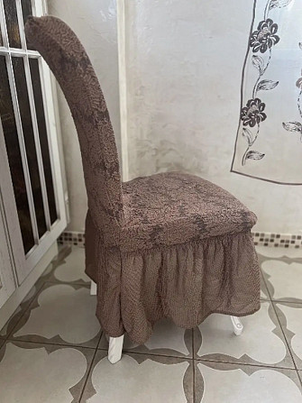 Чехлы на стулья 6шт, жаккард, коричневый Алматы - изображение 4