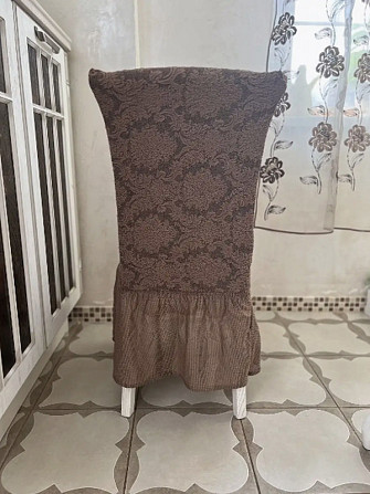 Чехлы на стулья 6шт, жаккард, коричневый Алматы - изображение 3