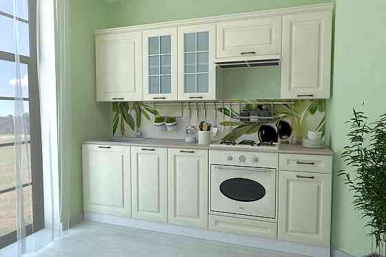 Кухонный гарнитур Белла белый, фасад - ваниль 246х216х52,6 см. Астана