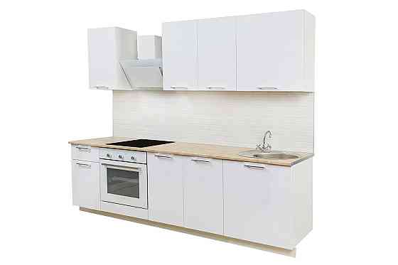 Кухонный гарнитур Сити, белый, белый глянец 240х210х52,6 см Нур-Султан