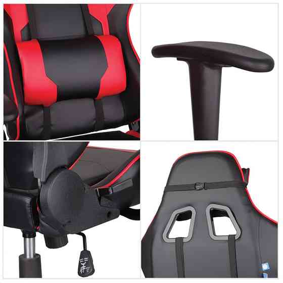 Кресло игровое Helmi HL-G01 "Victory", искусственная кожа, черная/красная, 2 подушки Караганда