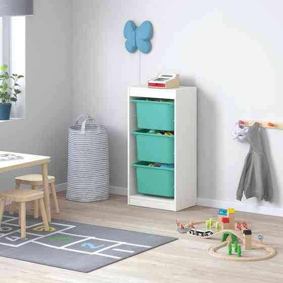 Стеллаж для игрушек ТРУФАСТ белый/бирюзовый 46x30x94 см ИКЕА, IKEA Нур-Султан