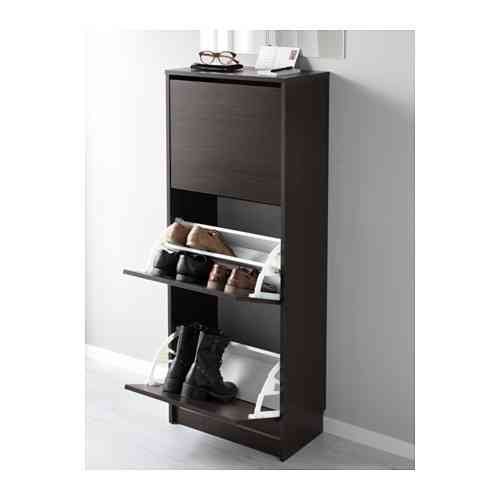 Шкаф для обуви 3 отделения БИССА черно-коричневый ИКЕА, IKEA Нур-Султан