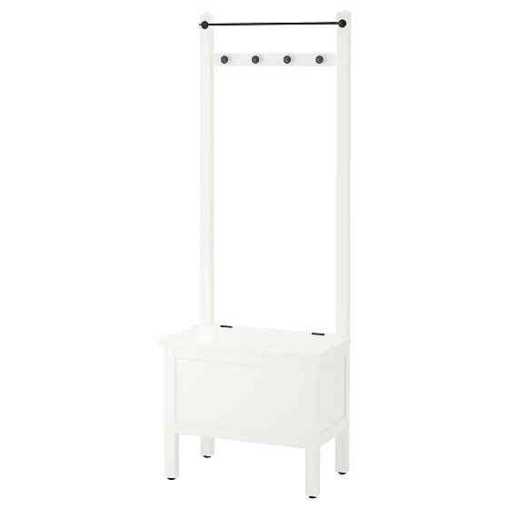 Скамья с ящиком/штанга и 4 крючка ХЕМНЭС белый ИКЕА, IKEA Нур-Султан