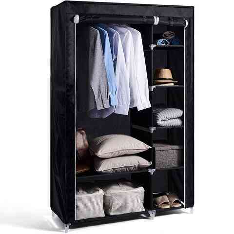 Шкаф-кофр двухсекционный тканевый HCX Storage Wardrobe 8890 с быстросборным каркасом (Черный) Алматы