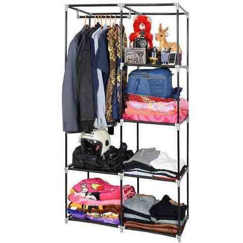 Шкаф-кофр двухсекционный тканевый HCX Storage Wardrobe 8890 с быстросборным каркасом (Коричневый) Алматы