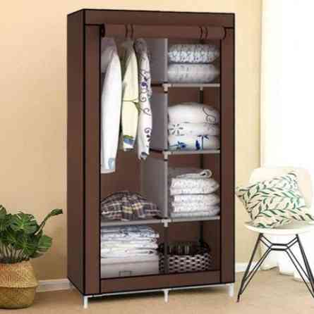 Шкаф-кофр двухсекционный тканевый HCX Storage Wardrobe 8890 с быстросборным каркасом (Бордовый) Алматы