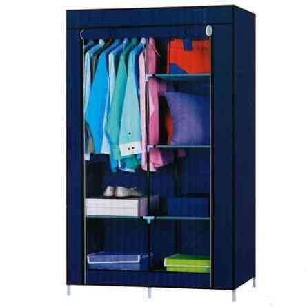 Шкаф-кофр двухсекционный тканевый HCX Storage Wardrobe 8890 с быстросборным каркасом (Темно-синий) Алматы