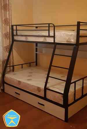Двухъярусная металлическая кровать для взрослых Алматы