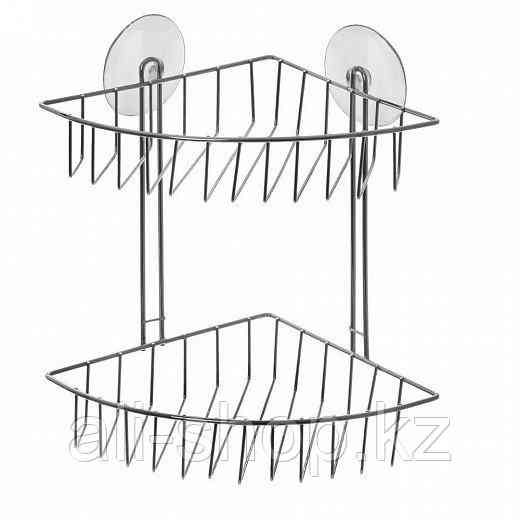 Полка 2х-ярусная угловая, 4 присоски Алматы