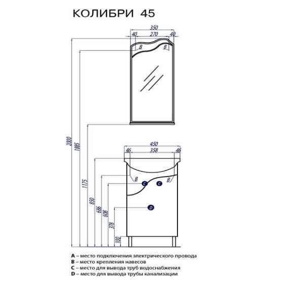 Тумба под раковину Акватон КОЛИБРИ 45 1A065201KO01L Алматы