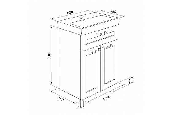 Тумба напольная IDDIS SENA 60 SEN60W2i95 белая/дерево (без умывальника) Алматы