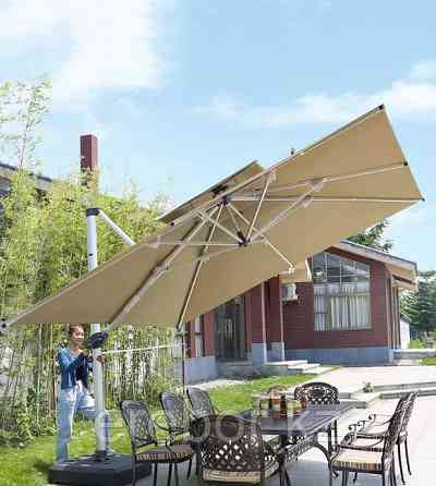 Зонт квадратный "Комфорт Lux" с вентиляцией (4х3м), бежевый БЕЗ КАМНЕЙ (Зонт для сада/ для кафе рест Алматы
