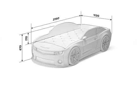 Кровать-машинка (3d) EVO "Camaro" с п/ механизмом желтый(матрас, подсветка фар, подсветка дна, мягка Алматы