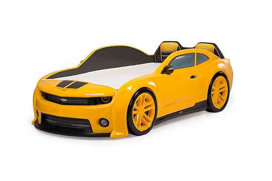 Кровать-машинка (3d) EVO "Camaro" с п/ механизмом желтый(матрас, подсветка фар, подсветка дна, мягка Алматы