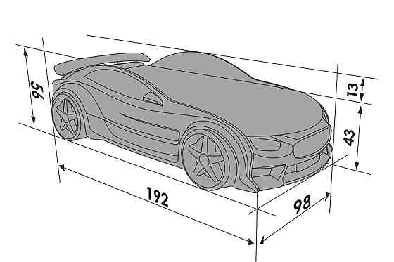 Кровать-машина объемная (3d) NEO "BMW" белый (подсветка фар, обивка 3D, мягкий спойлер) Алматы