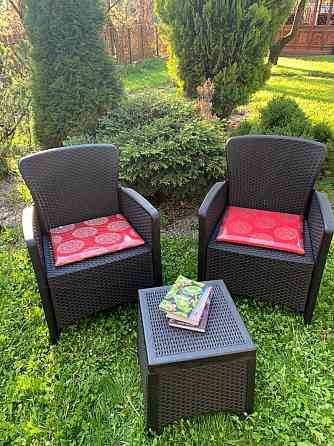 Набор садовой мебели два кресла и стол пластиковые, цвет антрацит Алматы