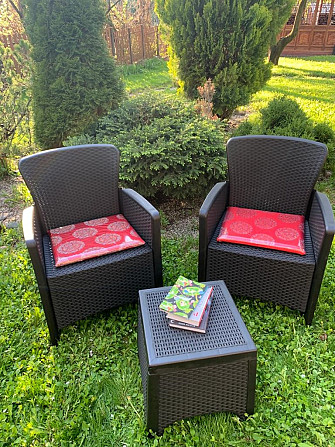 Набор садовой мебели два кресла и стол пластиковые, цвет антрацит Алматы - изображение 2