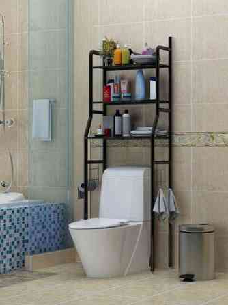Стеллаж напольный в ванную для хранения вещей над стиральной машиной/унитазом (Белый / под унитаз) Алматы