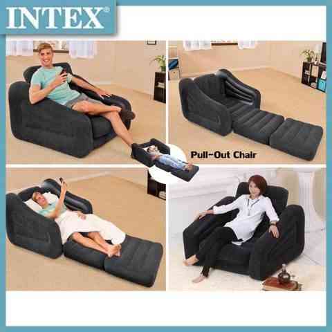 Кресло-кровать надувное раскладное INTEX Transformer 2-в-1 Pull-Out Chair Алматы