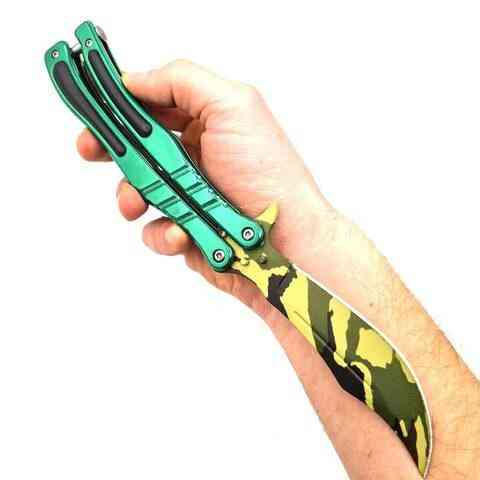 Нож-ятаган складной балисонг «Носорог» в чехле по мотивам Counter-Strike (Зеленый лес) Алматы