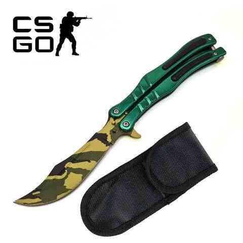 Нож-ятаган складной балисонг «Носорог» в чехле по мотивам Counter-Strike (Зеленый лес) Алматы
