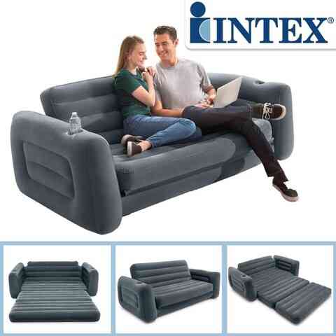 Диван-трансформер надувной раскладной INTEX PULL-OUT SOFA 66552 {203х224х66см, флоковое покрытие} Алматы