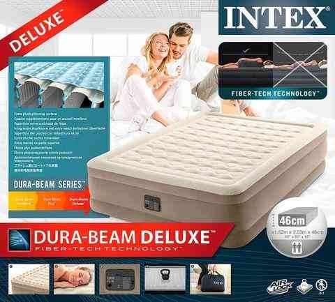 Кровать двуспальная ортопедическая INTEX Comfort-Plush DELUXE 64428 надувная с электронасосом Алматы