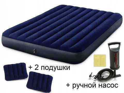 Матрас надувной 152х203x25 с насосом и подушками INTEX 64765 Classic Downy Airbed Алматы