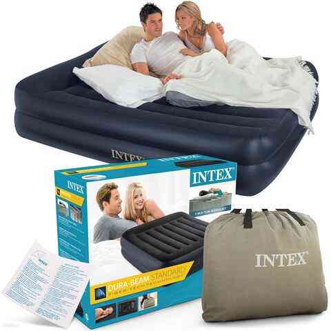 Кровать двуспальная надувная с подголовником и встроенным электронасосом INTEX 64124 + сумка для пер Алматы