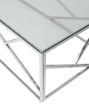 Журнальный стол 120*60 Artik, прозрачное стекло, сталь серебро Алматы