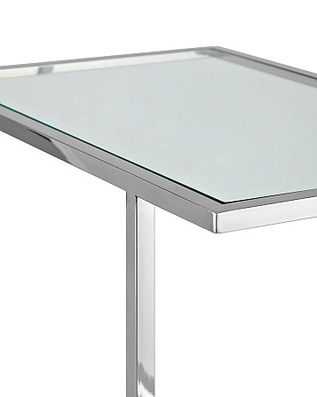 Журнальный столик 50*32 Boston, прозрачное стекло, сталь серебро Алматы - изображение 2
